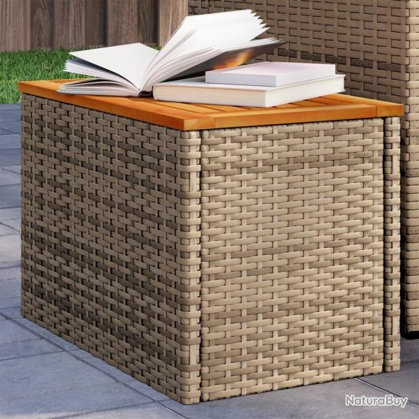 Tables d'appoint de jardin 2 pcs beige rotin bois massif alsavelo