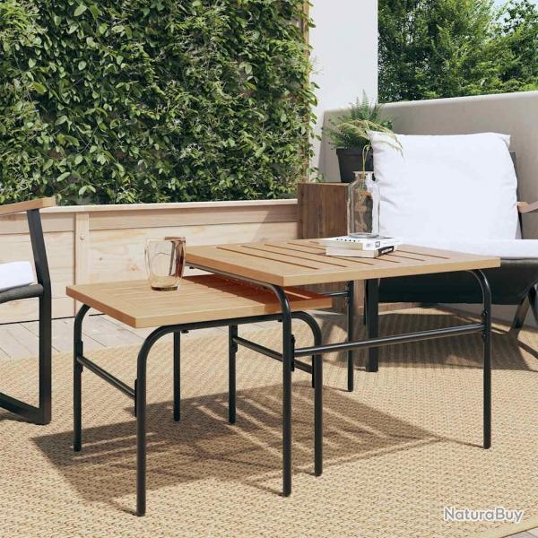 Tables basses gigognes de jardin 2 pcs marron et noir acier alsavelo