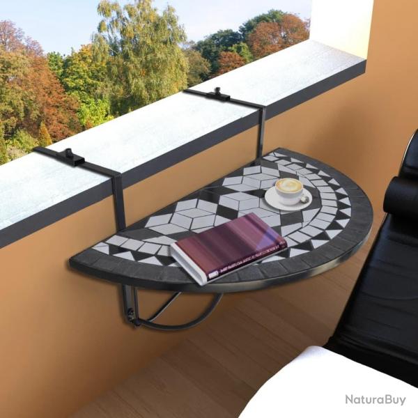 Table suspendue de balcon Noir et blanc Mosaque alsavelo