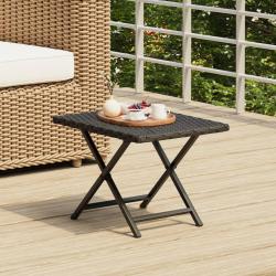 Table pliable noir 45x35x32 cm résine tressée alsavelo