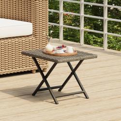 Table pliable gris 45x35x32 cm résine tressée alsavelo