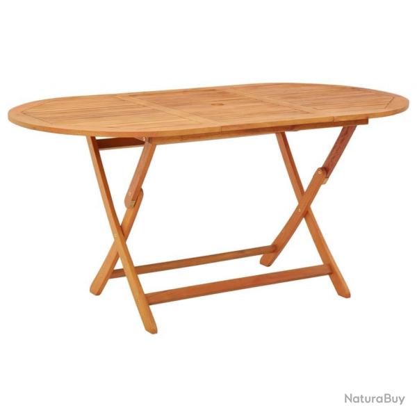 Table pliable de jardin 160x85x75 cm Bois d'eucalyptus massif alsavelo