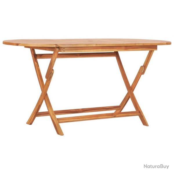 Table pliable de jardin 160x80x75 cm Bois de teck solide alsavelo