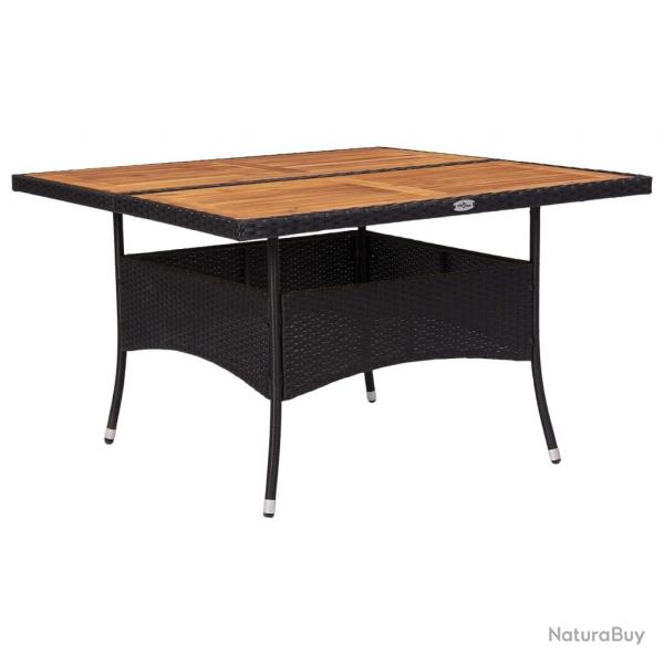 Table d'extrieur Noir Rsine tresse et bois d'acacia solide alsavelo