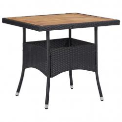 Table d'extérieur Noir Résine tressée et bois d'acacia solide alsavelo