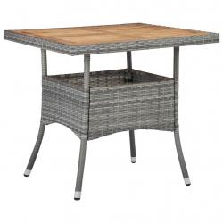Table d'extérieur Gris Résine tressée et bois d'acacia solide alsavelo