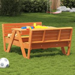 Table de pique-nique pour enfants cire marron bois massif pin alsavelo