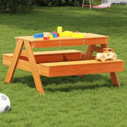 Table de pique-nique pour enfants cire marron bois massif pin alsavelo