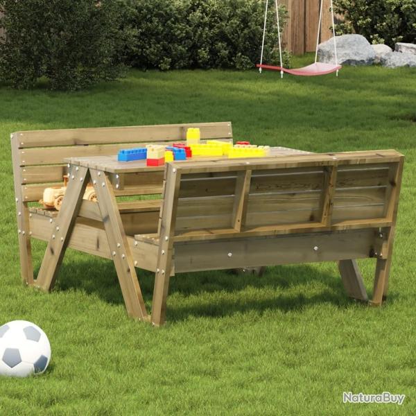 Table de pique-nique pour enfants bois de pin imprgn alsavelo