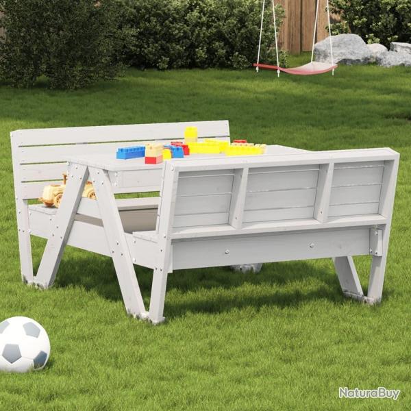 Table de pique-nique pour enfants blanc bois massif de pin alsavelo