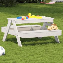 Table de pique-nique pour enfants blanc bois massif de pin alsavelo