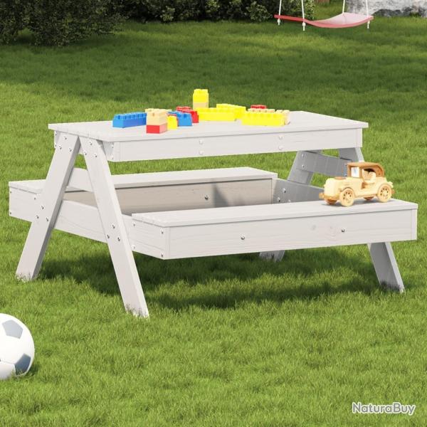 Table de pique-nique pour enfants blanc bois massif de pin alsavelo