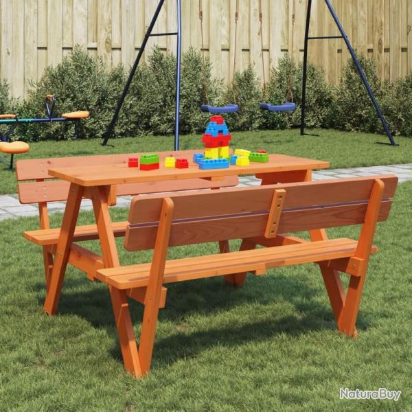 Table de pique-nique pour 4 enfants avec trou de parasol sapin alsavelo