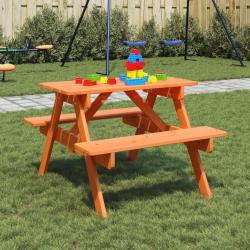 Table de pique-nique pour 4 enfants avec trou de parasol sapin alsavelo