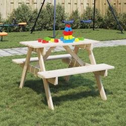 Table de pique-nique pour 4 enfants avec trou de parasol sapin alsavelo