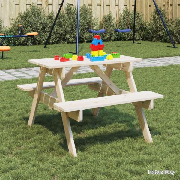 Table de pique-nique pour 4 enfants avec trou de parasol sapin alsavelo