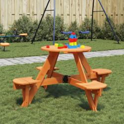 Table de pique-nique pour 4 enfants avec trou de parasol rond alsavelo