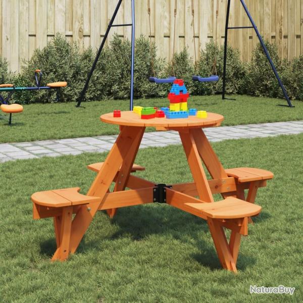 Table de pique-nique pour 4 enfants avec trou de parasol rond alsavelo