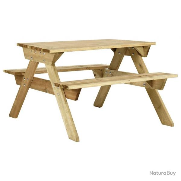 Table de pique-nique et bancs 110x123x73cm Bois de pin imprgn alsavelo