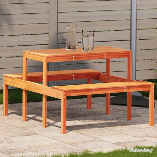Table de pique-nique cire marron 110x134x75 cm bois massif pin alsavelo