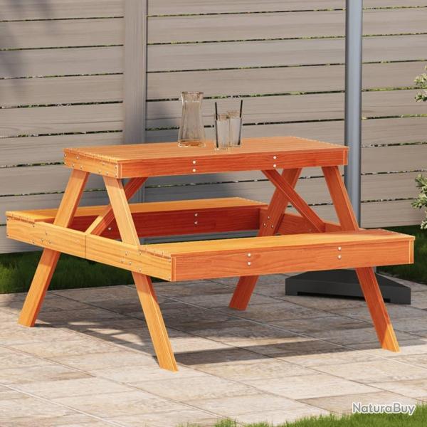 Table de pique-nique cire marron 105x134x75 cm bois massif pin alsavelo