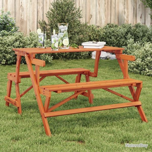 Table de pique-nique avec bancs sapin massif 2 en 1 convertible alsavelo