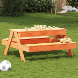 Table de pique-nique avec bac à sable pour enfants marron cire alsavelo