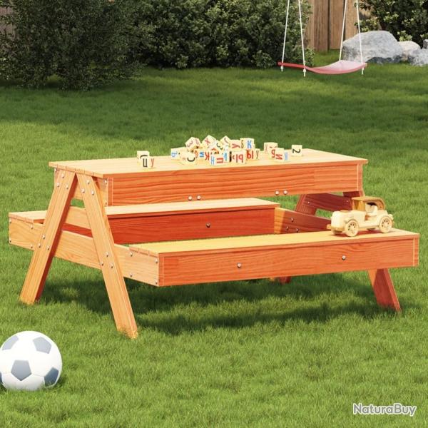 Table de pique-nique avec bac  sable pour enfants marron cire alsavelo