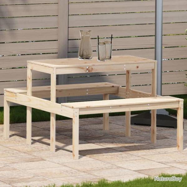 Table de pique-nique 110x134x75 cm bois massif de pin alsavelo