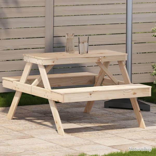 Table de pique-nique 105x134x75 cm bois massif de pin alsavelo