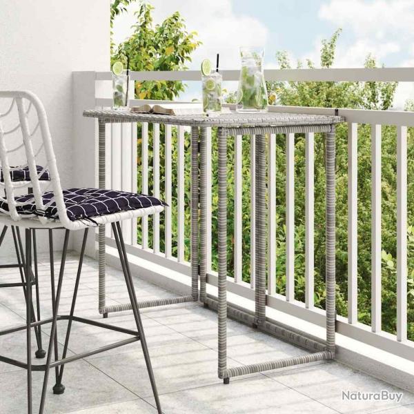 Table de jardin pliante gris 90 x 51 x 75 cm polyrotin alsavelo
