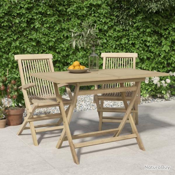 Table de jardin pliante gris 120x70x75 cm bois de teck solide alsavelo