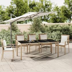 Table de jardin plateau en verre Résine tressée verre trempé alsavelo