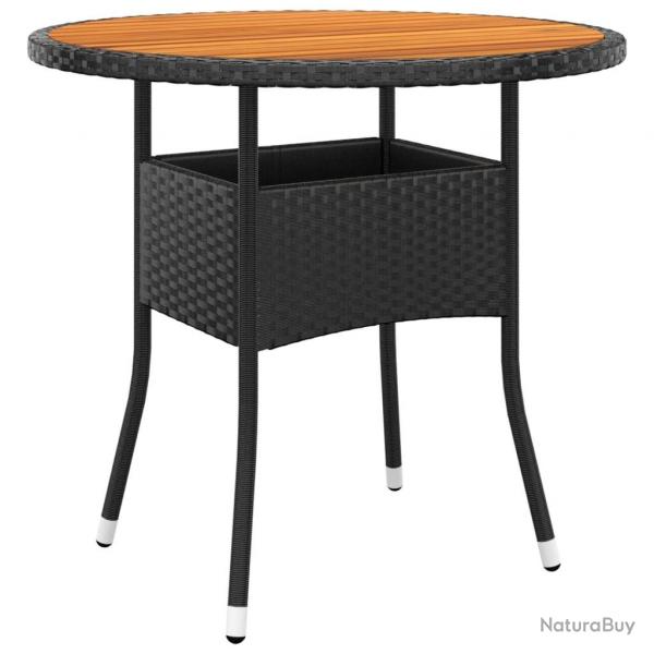 Table de jardin 80x75 cm Rsine tresse et bois d'acacia Noir alsavelo