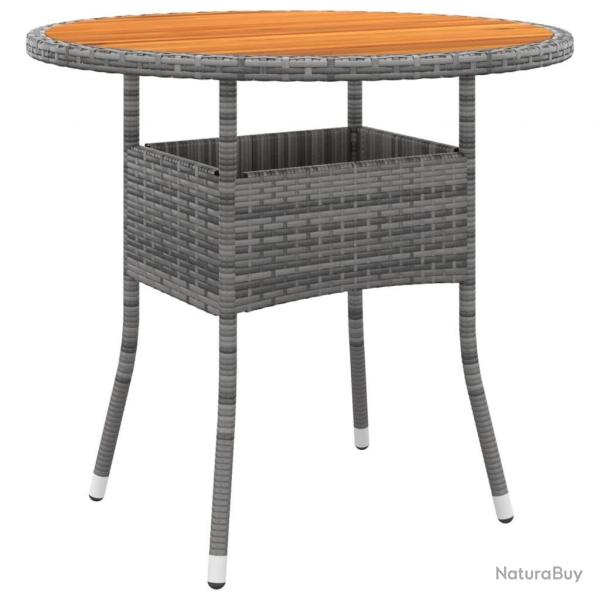 Table de jardin 80x75 cm Rsine tresse et bois d'acacia Gris alsavelo