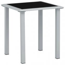 Table de jardin Noir et argenté 41x41x45 cm Acier et verre alsavelo