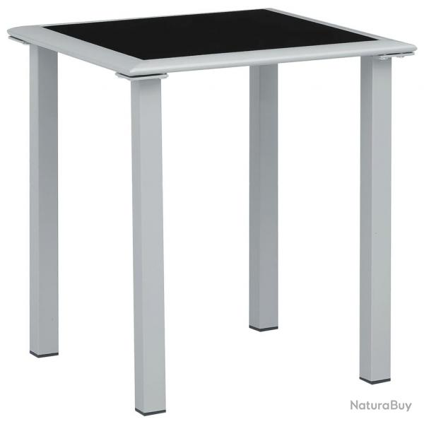 Table de jardin Noir et argent 41x41x45 cm Acier et verre alsavelo