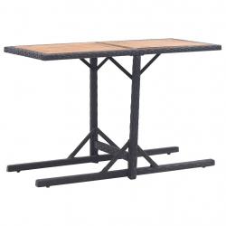 Table de jardin Noir Bois d'acacia solide et résine tressée alsavelo