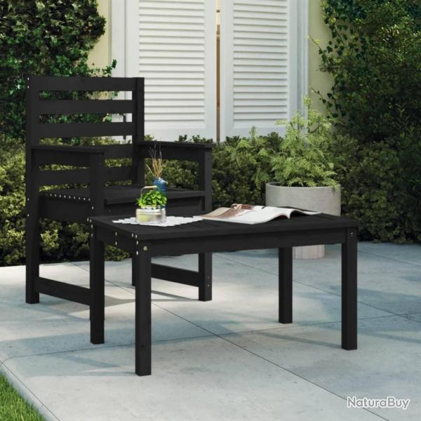 Table de jardin noir 82,5x50,5x45 cm bois massif de pin alsavelo