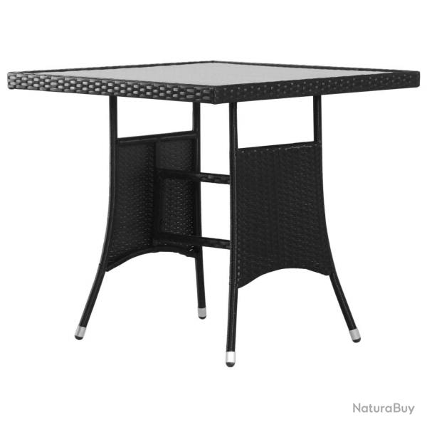 Table de jardin Noir 80x80x74 cm Rsine tresse alsavelo
