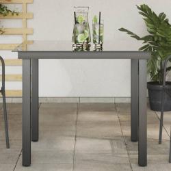 Table de jardin Noir 80x80x74 cm Aluminium et verre alsavelo