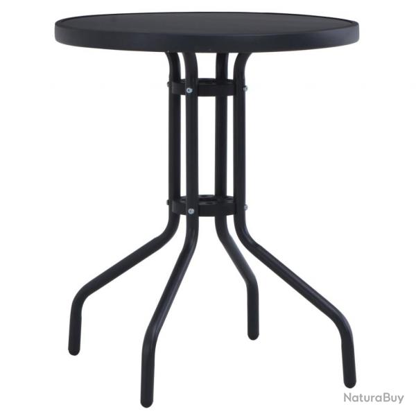 Table de jardin Noir 60 cm Acier et verre alsavelo