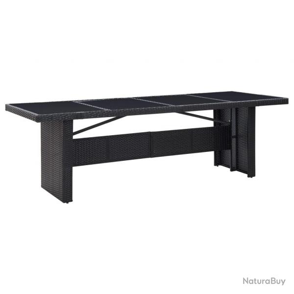 Table de jardin Noir 240x90x74 cm Rsine tresse et verre alsavelo