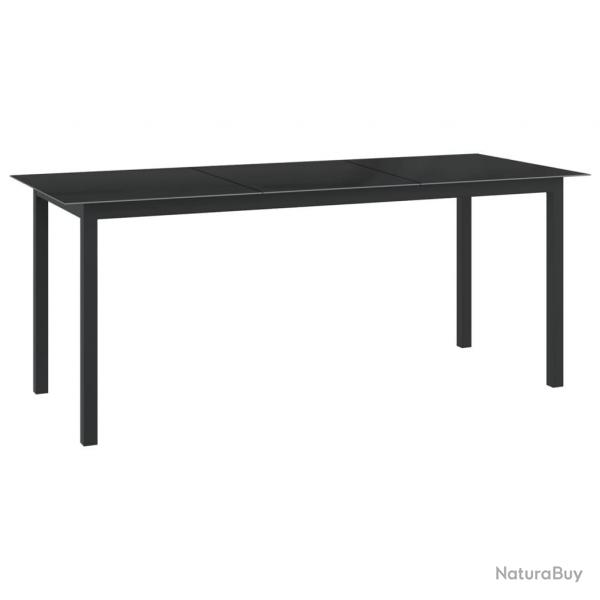 Table de jardin Noir 190x90x74 cm Aluminium et verre alsavelo