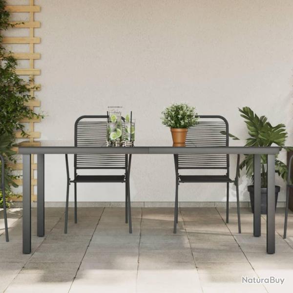 Table de jardin Noir 190x90x74 cm Aluminium et verre alsavelo
