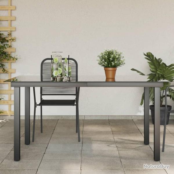 Table de jardin Noir 150x90x74 cm Aluminium et verre alsavelo