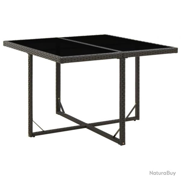 Table de jardin Noir 109x107x74 cm Rsine tresse et verre alsavelo