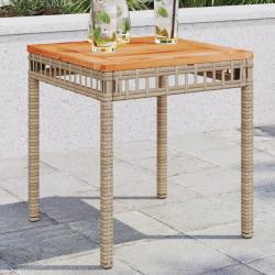 Table de jardin mélange beige 38x38x42 cm rotin et bois acacia alsavelo