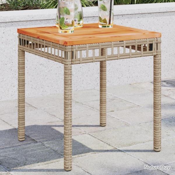 Table de jardin mlange beige 38x38x42 cm rotin et bois acacia alsavelo