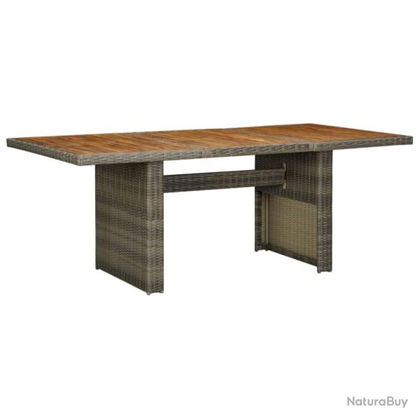 Table de jardin Marron Rsine tresse et bois d'acacia massif alsavelo